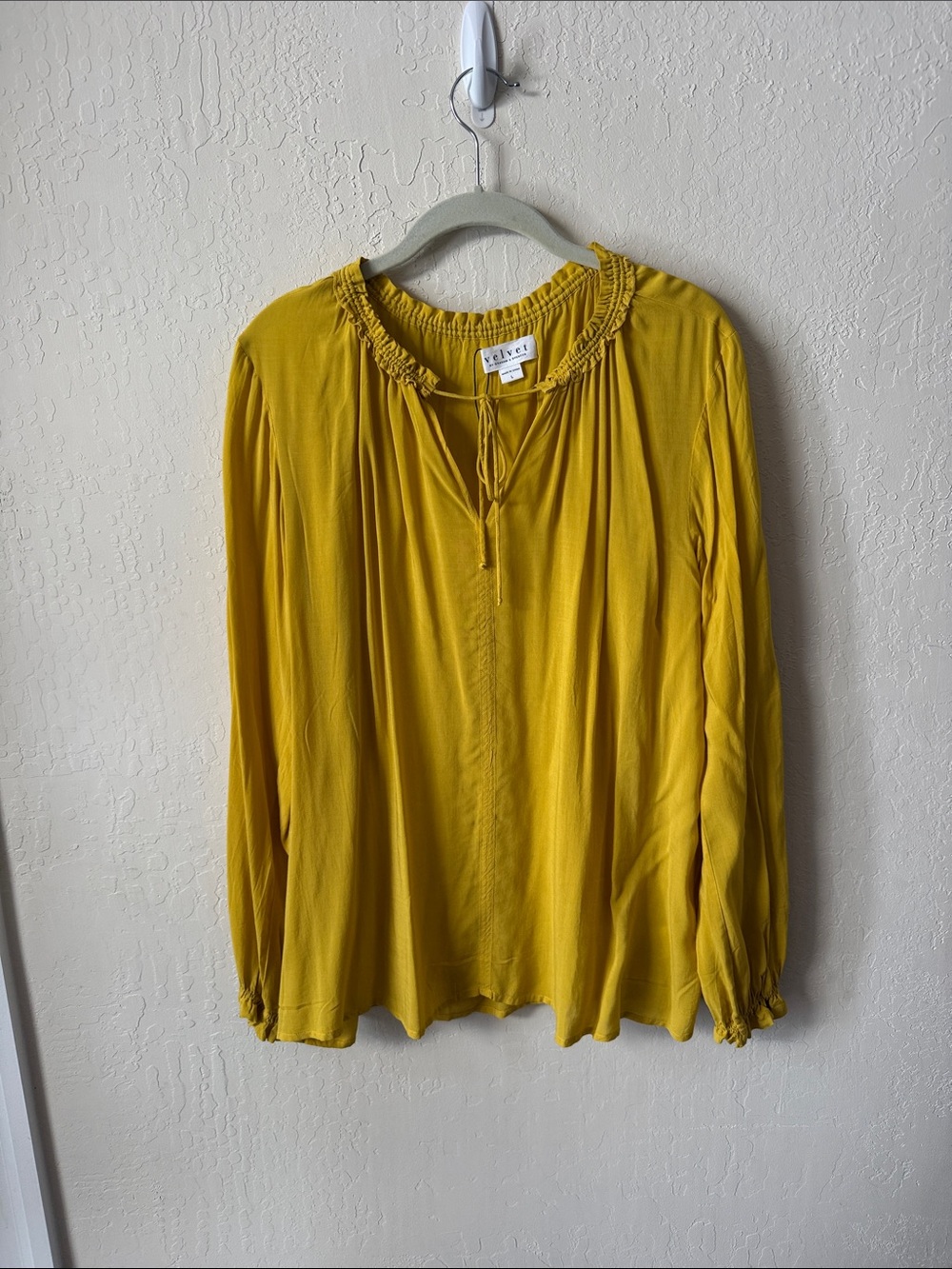 Velvet by Graham & Spencer Mustard Long-Sleeve Peasant Top